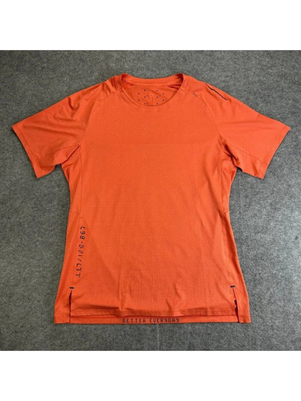 Lululemon Better Everyday Shirt Mens Orange Moisture Wicking Activewear Slit Hem